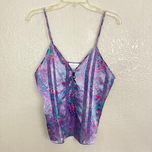 Y2K Fairy Grunge Satin Paisley Cami Tank Small